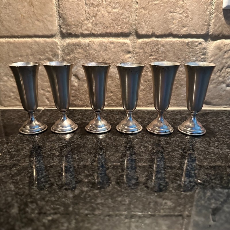 Vintage Set of 6 Randahl Sterling Silver Cordial Cups 3" Shot Glasses #14 Vtg MC