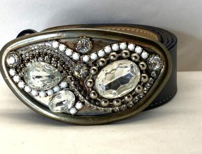 Leatherock Ladies Genuine Leather Belt Rhinestone Buckle  display picture 1