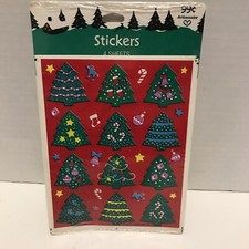 Vintage Hallmark 1992 Christmas Tree Stickers 4 Sheets In Pack  Sealed