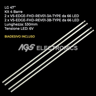 KIT 4 BARRES À BANDES 66 LED-Fernseher LG V5-EDGE-REV01 3660L-0348A / 0349A
