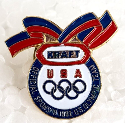 1992 Kraft Official Sponsor USA Olympics US Team Enamel Gold Tone Tie Pin 7/8''