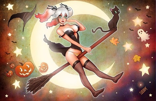Nathan Szerdy SIGNED Art Print Sabrina The Teenage Witch w/ Cat Salem Saberhagen