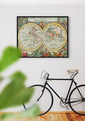 Map - Map of the World (1682). Giclée Print Fine Art Luxury Gift/Poster