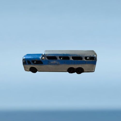 Vintage Tootsie giocattolo blu e argento greyhound scenic cruiser autobus pressofuso in metallo - Foto 1 di 5