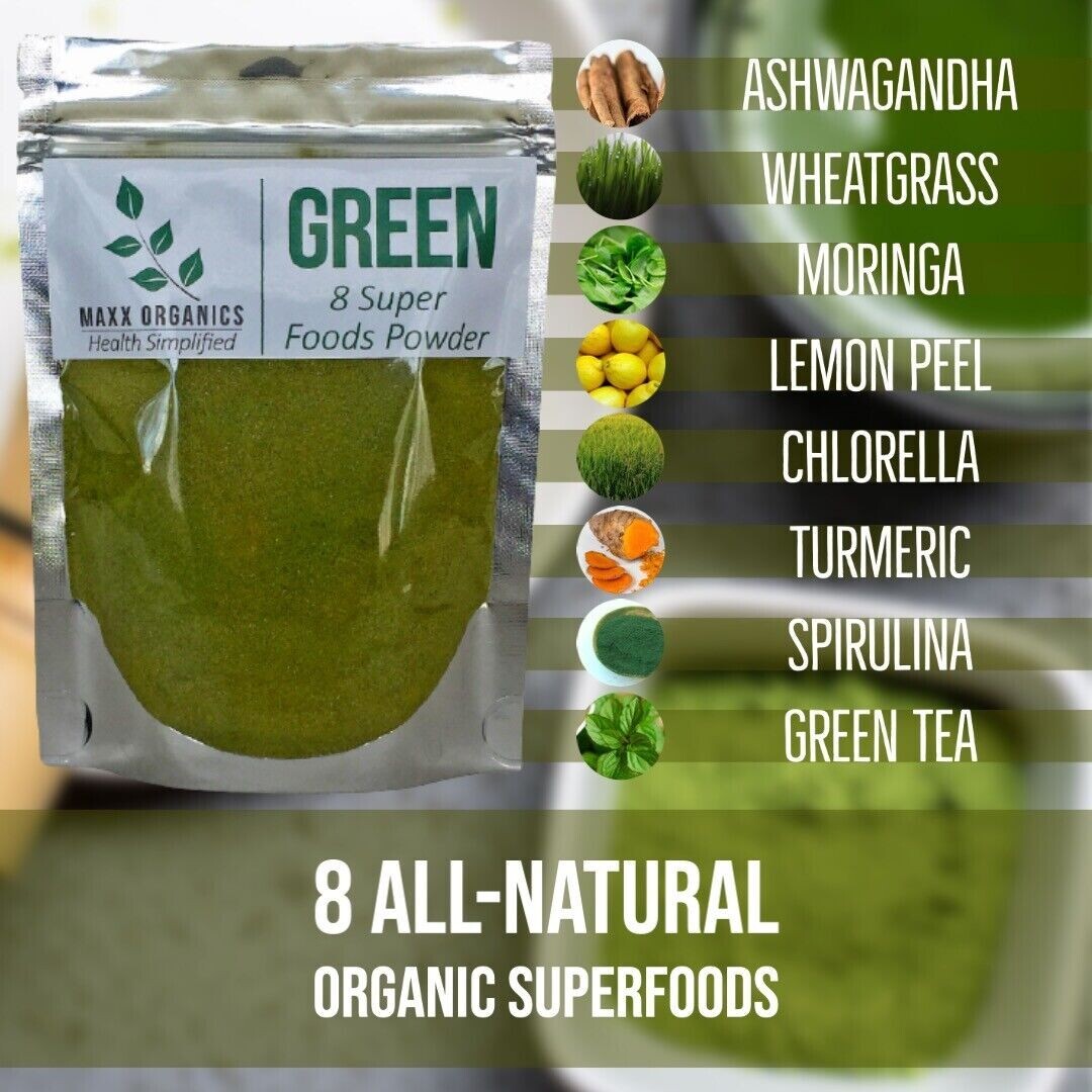 MAXX Organics 8 SUPER FOODS POWDER 30 Day Supply Compare to Organifi Green Juice
