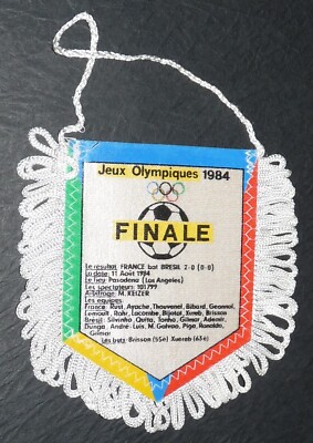 Fanion France Vs Brésil - Finale Foot JO 1984 Los Angeles - Vintage