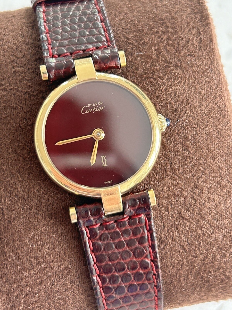 Cartier Vermeil 925 ヴェルメイユ Must De Cartier Vermeil 925 Silver Gold Plated Quartz Marrón