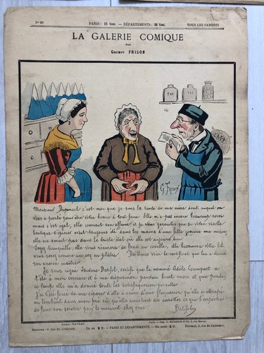 3x Gravures au pochoir LA GALERIE COMIQUE par Gustave Frison (1882) Imp. Hugonis - Foto 4 di 5