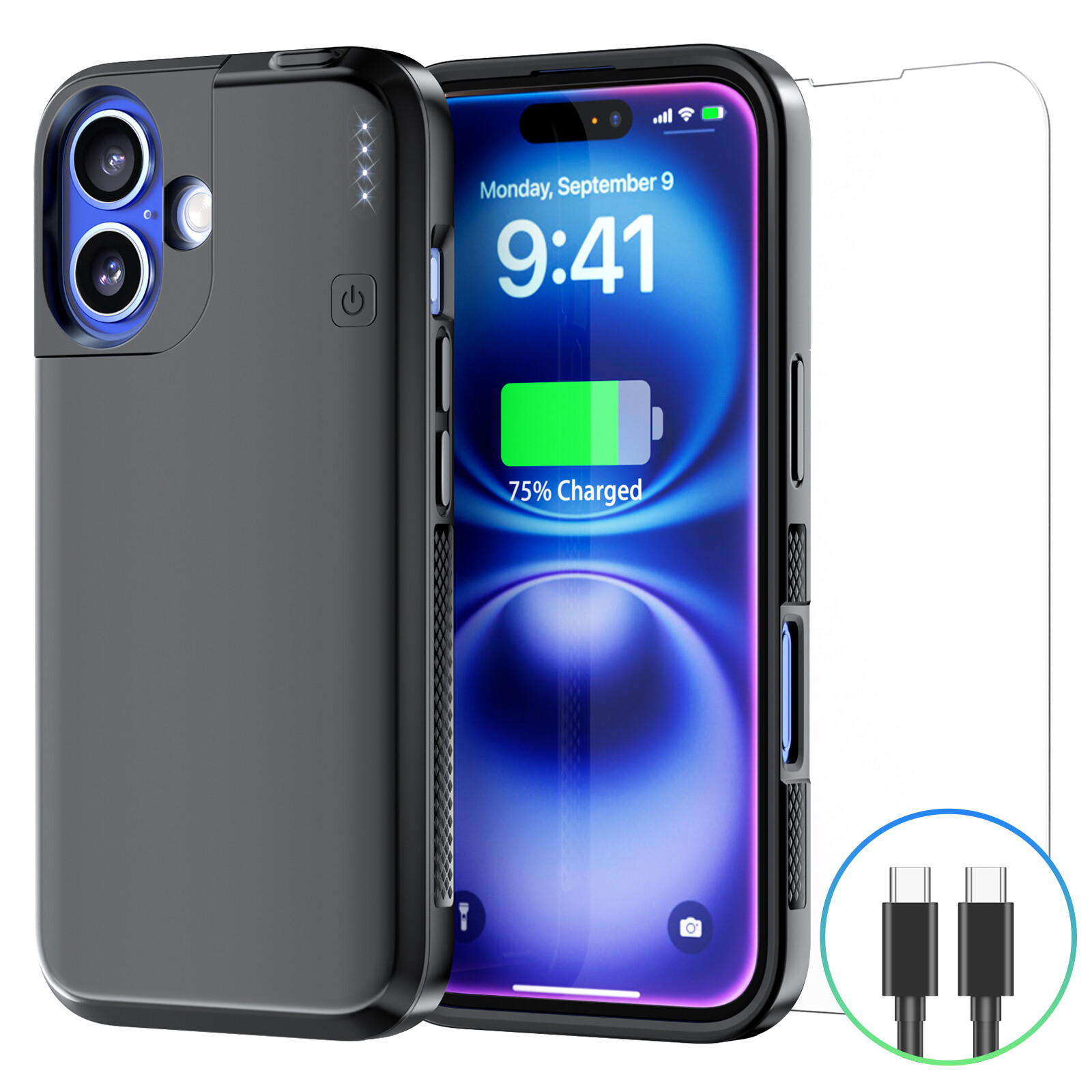 NEWDERY Battery Case for iPhone 16 Power Bank Charger Charging Case 5000mAh