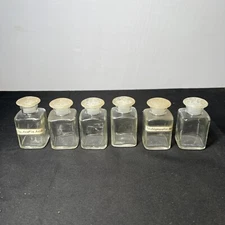 6 Upjohn Unicap Multivitamins 4" Bottle Ground Glass Stopper Top Vintage Jar
