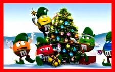 M & M Decorating Christmas Tree Presents Ornaments Refrigerator Fridge MAGNET