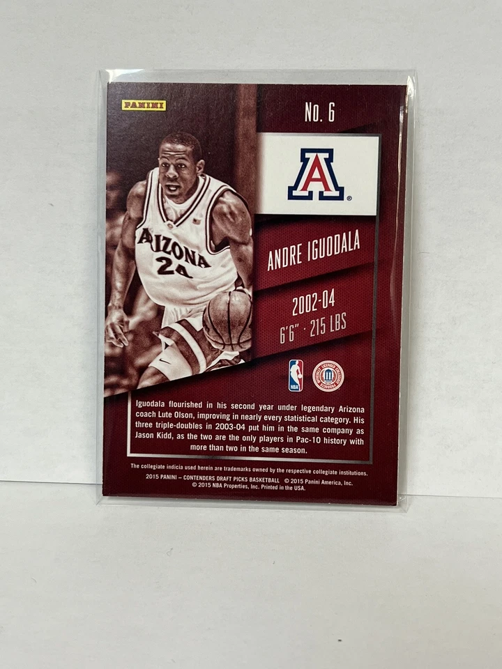 2015-16 Panini Contenders Draft Picks #6 Andre Iguodala Arizona Wildcats - Image 2 of 2