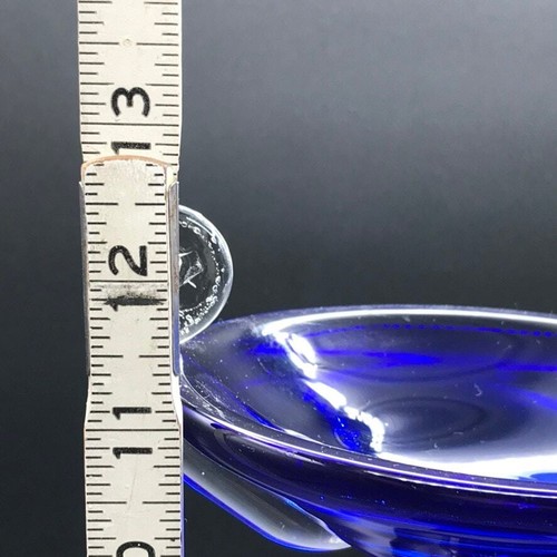 Hand Blown Cobalt Blue Compote Candle Holder Tapered Hollow Base Ring Collars - Picture 11 of 13