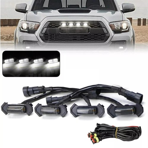 For Toyota Tacoma 4pcs Raptor Style White LED Lamps Front Grill Lights Kit