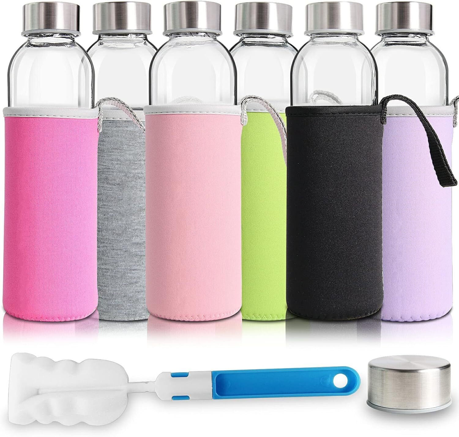 Glass Water Bottles 18Oz Bottles for Beverage and Juicer Use