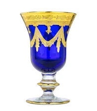 Set of 1 Interglass Italy Crystal Glasses - Cobalt Blue Italian Wine Goblets