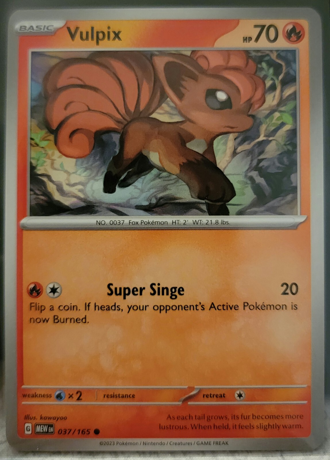 Pokemon TCG Card Vulpix 037/165 Scarlet & Violet 151 Common NM