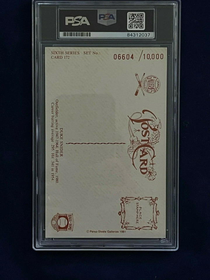 Duke Snider Autographed Perez-Steele 1981 Postcard Dodgers PSA/DNA Cert - Image 3 of 3