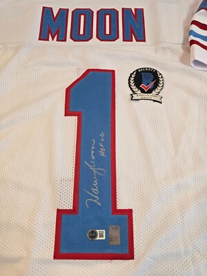 Warren Moon Signed Houston Oilers White Custom Jersey W/ Hof