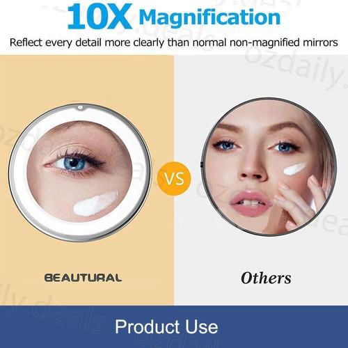10X Magnifying Makeup Mirror With LED Light Cosmetic 360° Rotation Flexible New - Picture 10 of 12