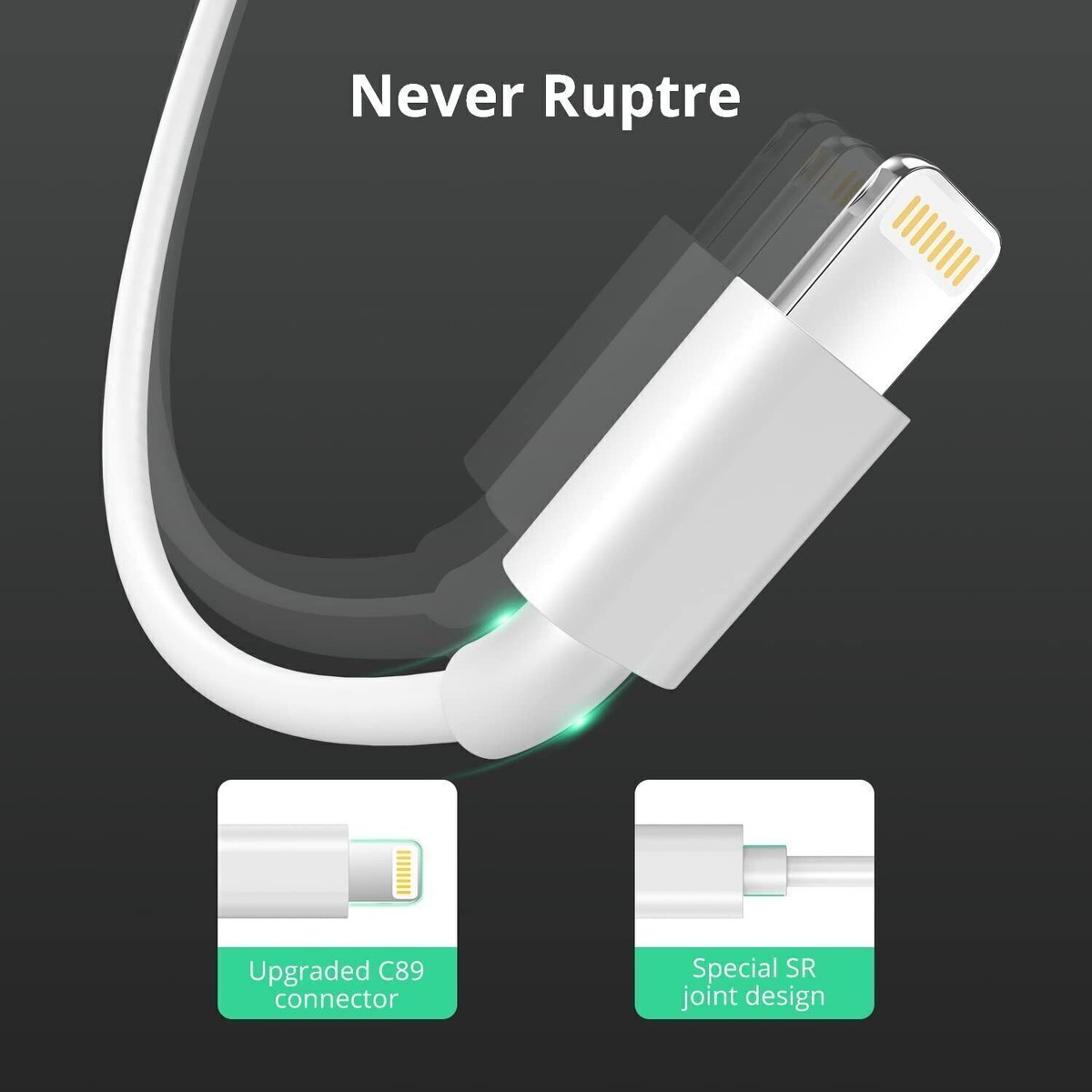 4-Pack Fast Charger USB Cables For IPhone - Compatible With IPhone 13, 12, 11, X, 8, 7, 6, 5 & More (White) 6 thumbnail image