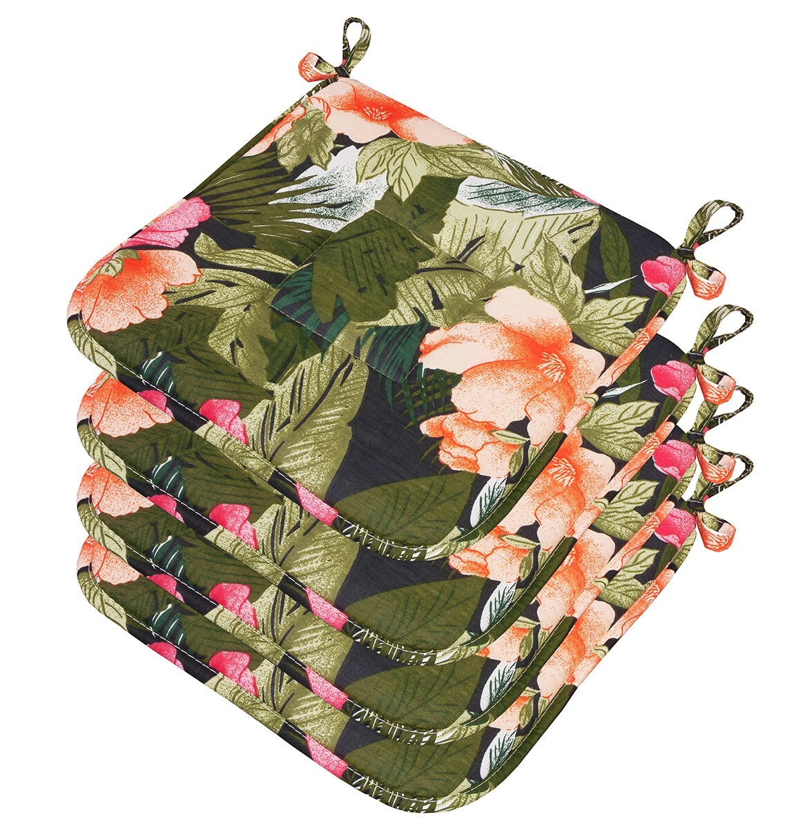 Set 4 Cuscini Sedia Tropicali Cotone Lavabili Universali Coprisedie Morbidi