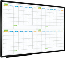 Magnetic 4-Month Dry Erase Calendar Whiteboard with Black Aluminum Frame
