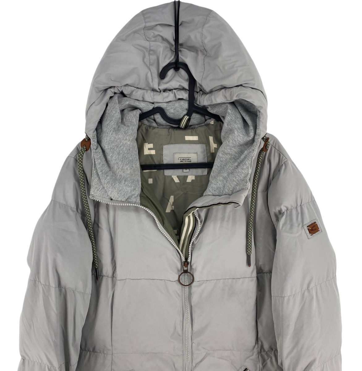 CAMEL ACTIVE Women Grey Hooded Long Jacket Coat Size EU 38 UK 10 US