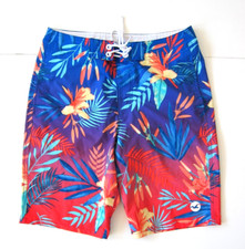 Hollister Epic Flex Stretch Blue Hawaiian Floral Swim Surf Board Shorts Men 30