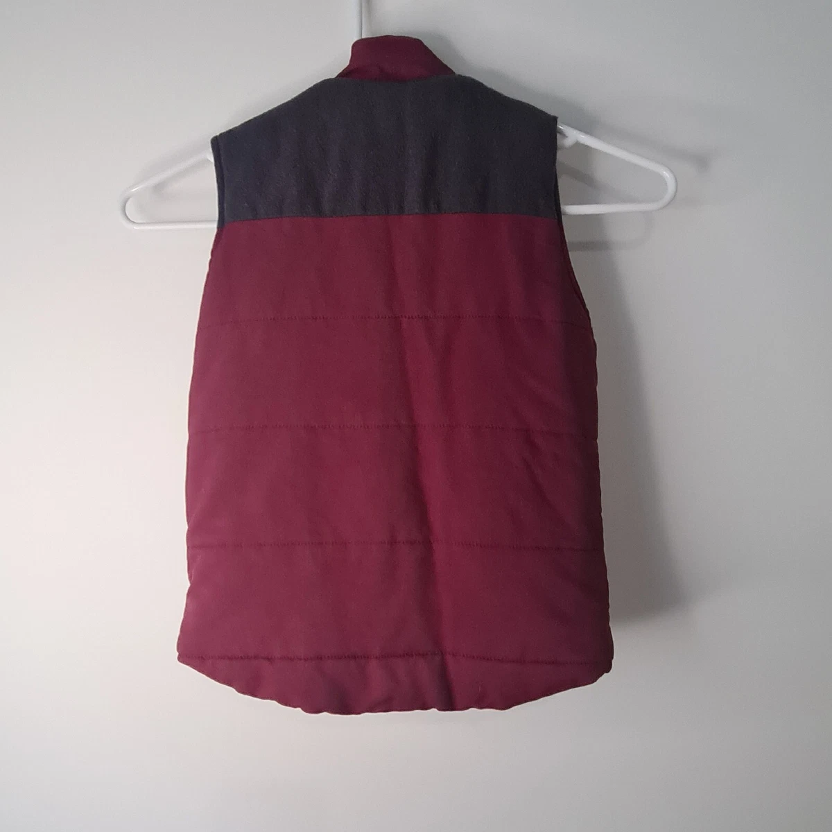H M Kids Puffer Jacket Maroon 4 5yrs Sleeveless Lined Full Zip Pockets Buttons