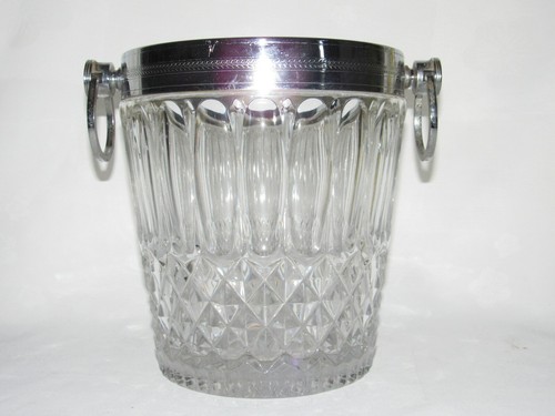Ancien Seau Champagne en cristal ARYSTAL Paris /old crystal champagne bucket Blanc/Doré