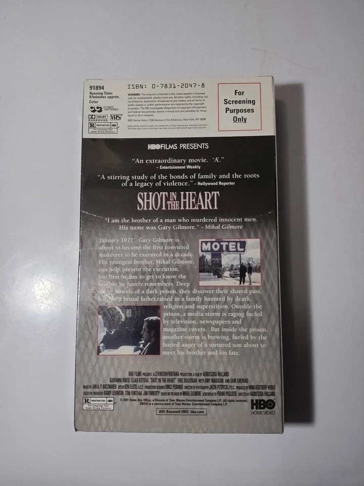 Shot in the Heart VHS Screener "For Screening Purposes Only" Sealed/New *RARE* Foto 3 de 4