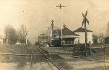 Letts Corner Railroad Station, Letts Corner IN Indiana RPPC Photo Postcard COPY