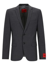 NWT Hugo BOSS Performance Stretch Virgin Wool Blend Blazer Slim Fit 44R Grey