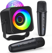Portable Karaoke Microphone Machine: Bluetooth Karaoke Speaker with Disco Light