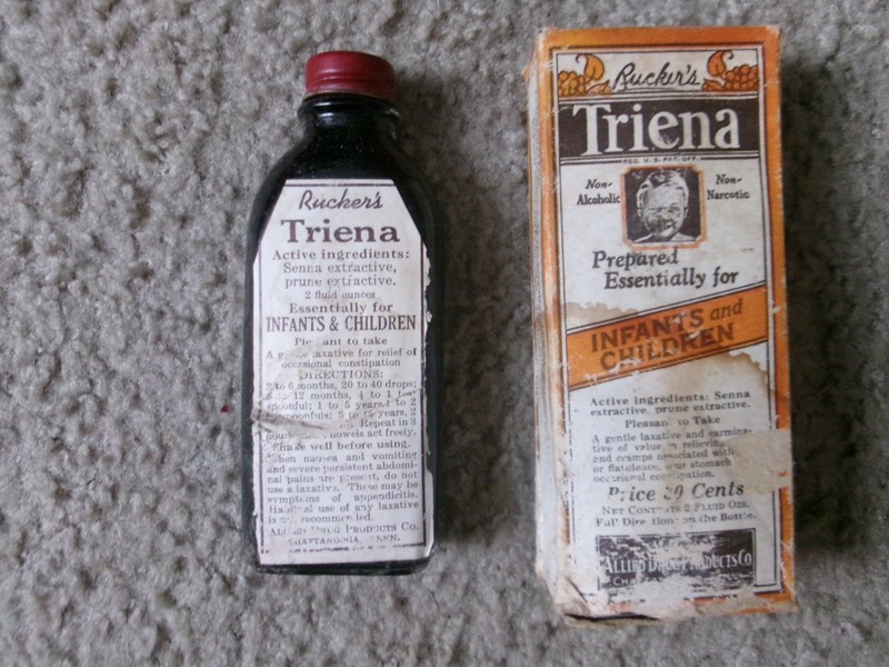 Vintage Rucker's Triena Childrens Medicaine Bottle in Original Box