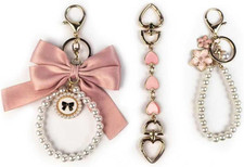 3 Pcs Bag Extender Chain Ribbon Bow Keychain Extender Bag Strap Pearl Purse Chai