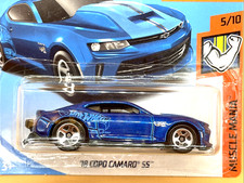 Hot Wheels ’18 COPO Camaro SS 2018 Muscle Mania 5/10 Blue Short Card Sealed