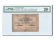Deutsch Staaten, 1 Thaler = 2 1/2 Mark Courant, 1848-07-31, S, PMG, VF20