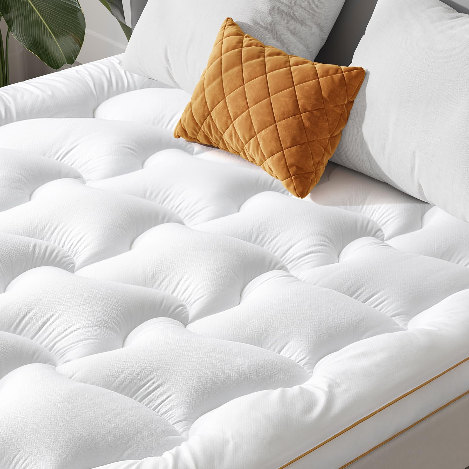 King Size Extra Thick Mattress Topper for Back Pain Relief - Luxury 120 Cooling Pad Cover