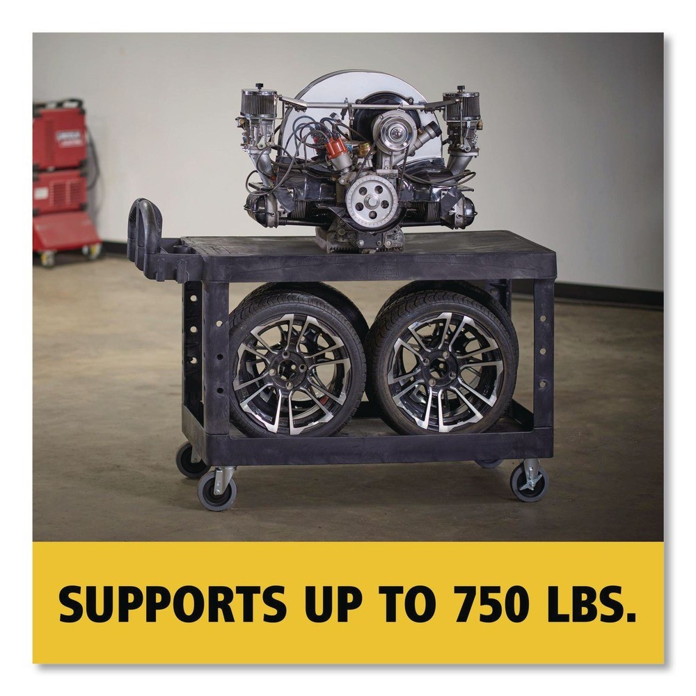 Rubbermaid Commercial 4545BLA 25.25" x 54" x 36" 2 Flat Shelf Utility Cart New