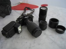 Vintage Lot - Canon AE-1 35mm Film Camera w. Three Lenses