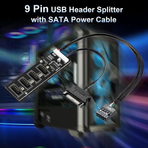9-Poliger USB-Header-Splitter, USB 2.0-Header-Splitter mit SATA-Stromkabel,9466 - Bild 8 von 9