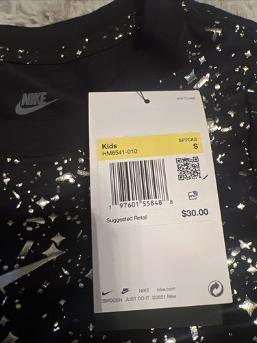 The Nike Tee - Girls Small - Black With Silver Foil - NWT - Picture 4 of 5
