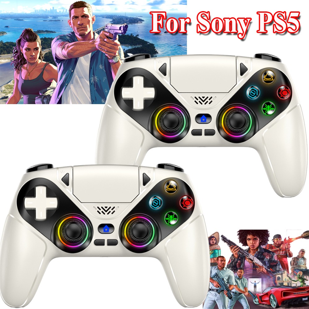 1-2*For Sony Playstation 5 PS5 DualSense Wireless Black/White Controller w/Flash