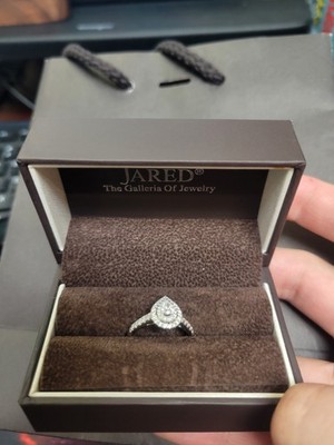 Jared Pear Halo Diamond Engagement/Wedding Ring Set White Gold
