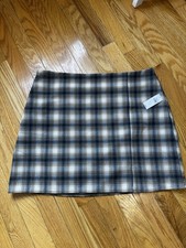 Old Navy Plaid Mini Skirt Brown Gray Women s Size L NWT