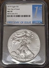 2019 Silver Eagle NGC MS70 Silver Core First Day of Issue
