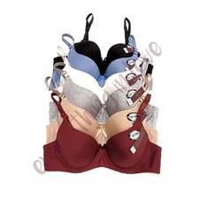 6 Pack Women Full Coverage Solid Comfort Cotton Underwire T-Shirt Bra A B C Cup