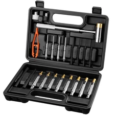 Punch Set Roll Pin Punch Set 22-Piece with Replaceable Face Hammer, Steel Pin...
